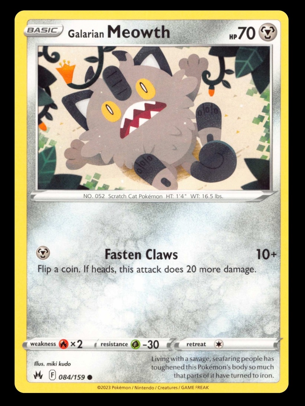 POKEMON CARD TCG - Galarian - Meowth - Crown Zenith - Common - 084/159